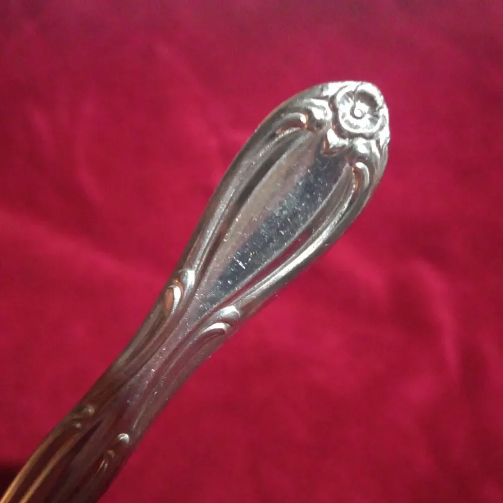 Americana Products AMP2 Stainless Steel Oval Soup Spoon-Set Of 4-Floral-Vintage
